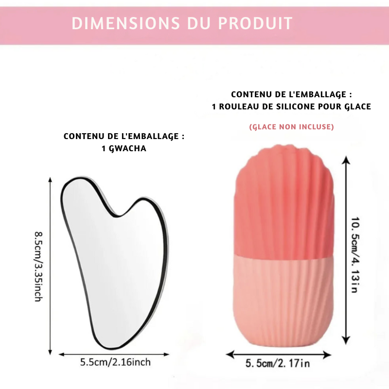 Ice Roller Visage & Gua Sha Pierre Naturelle - Soin Anti-Âge Froid