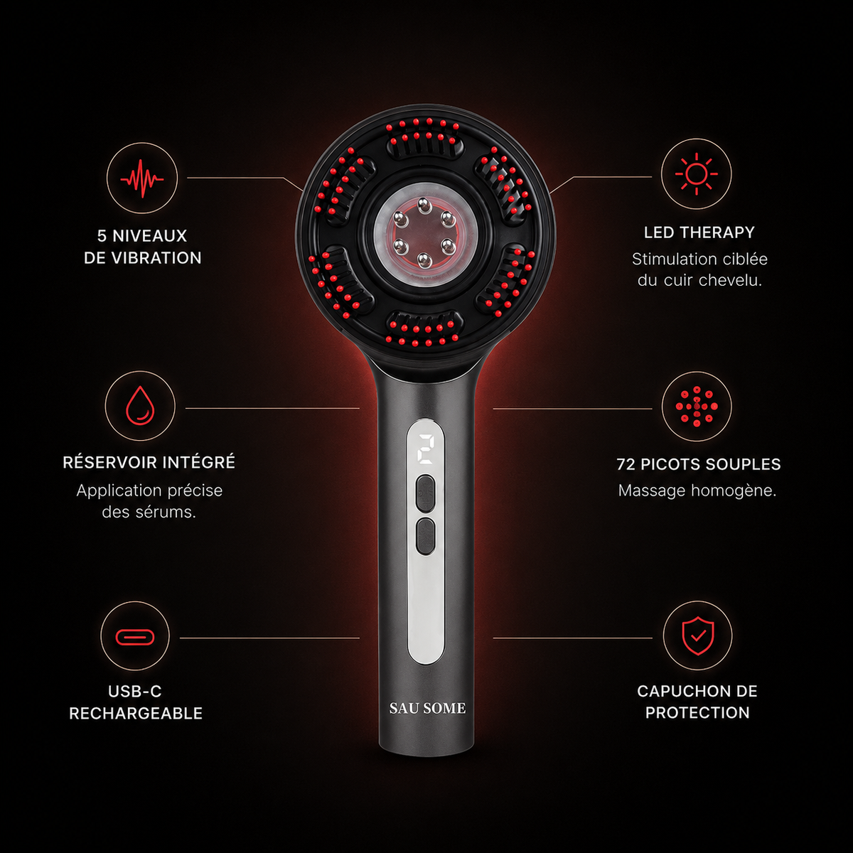 Brosse de massage du cuir chevelu