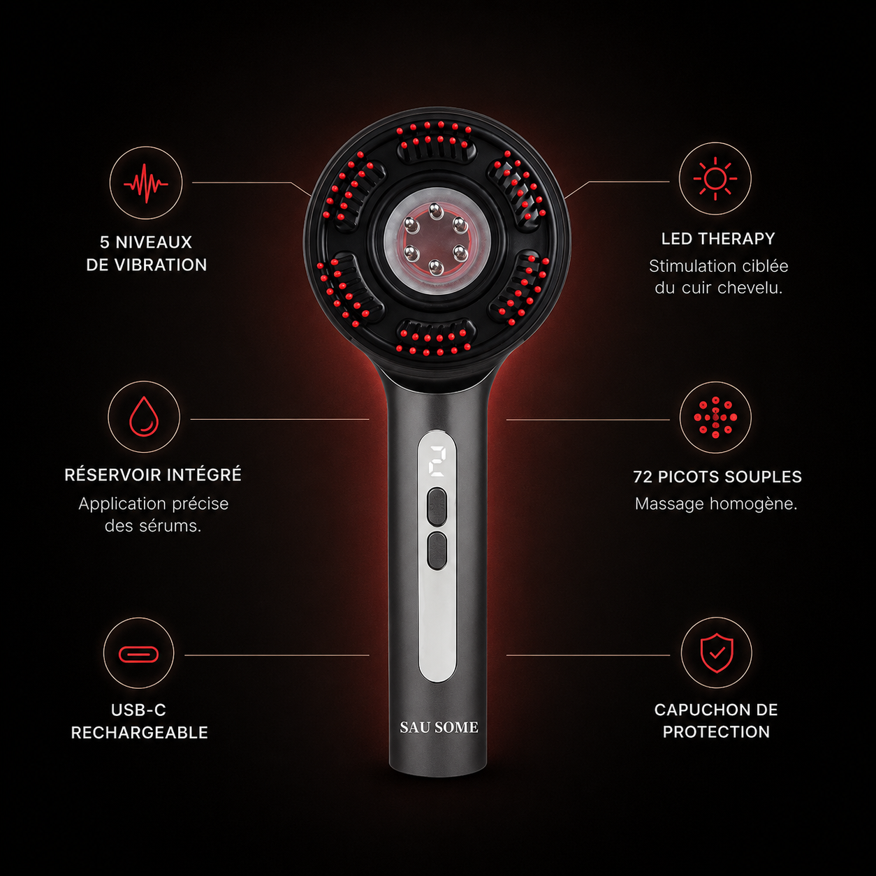 Brosse de massage et traitement du cuir chevelu - Premium