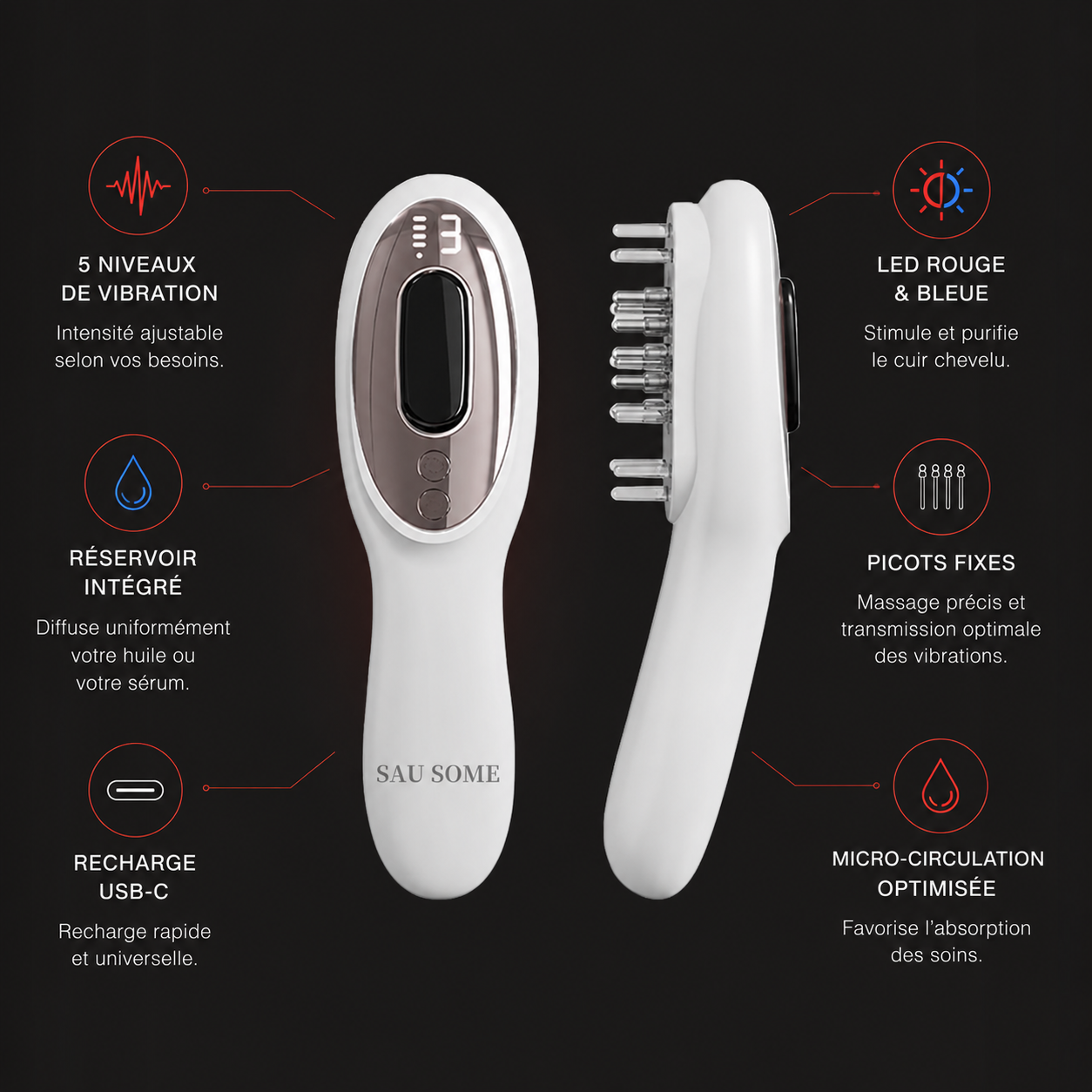 Brosse de massage et traitement du cuir chevelu - Simple