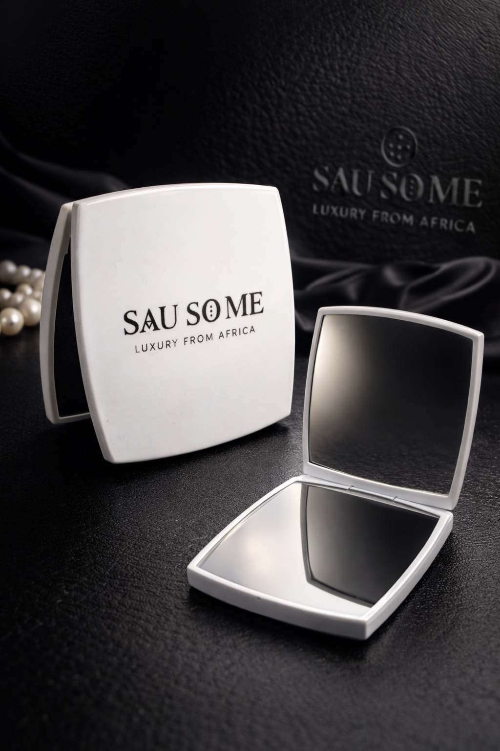 Miroir de Poche Blanc Double Carré