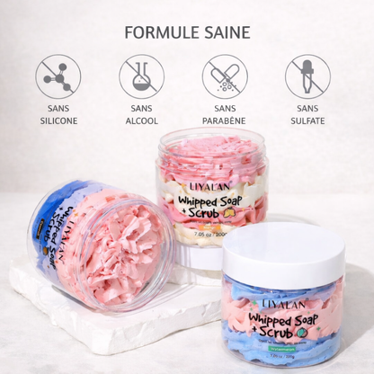 Savon Fouetté Exfoliant Corps Vegan | Whipped Soap Artisanal