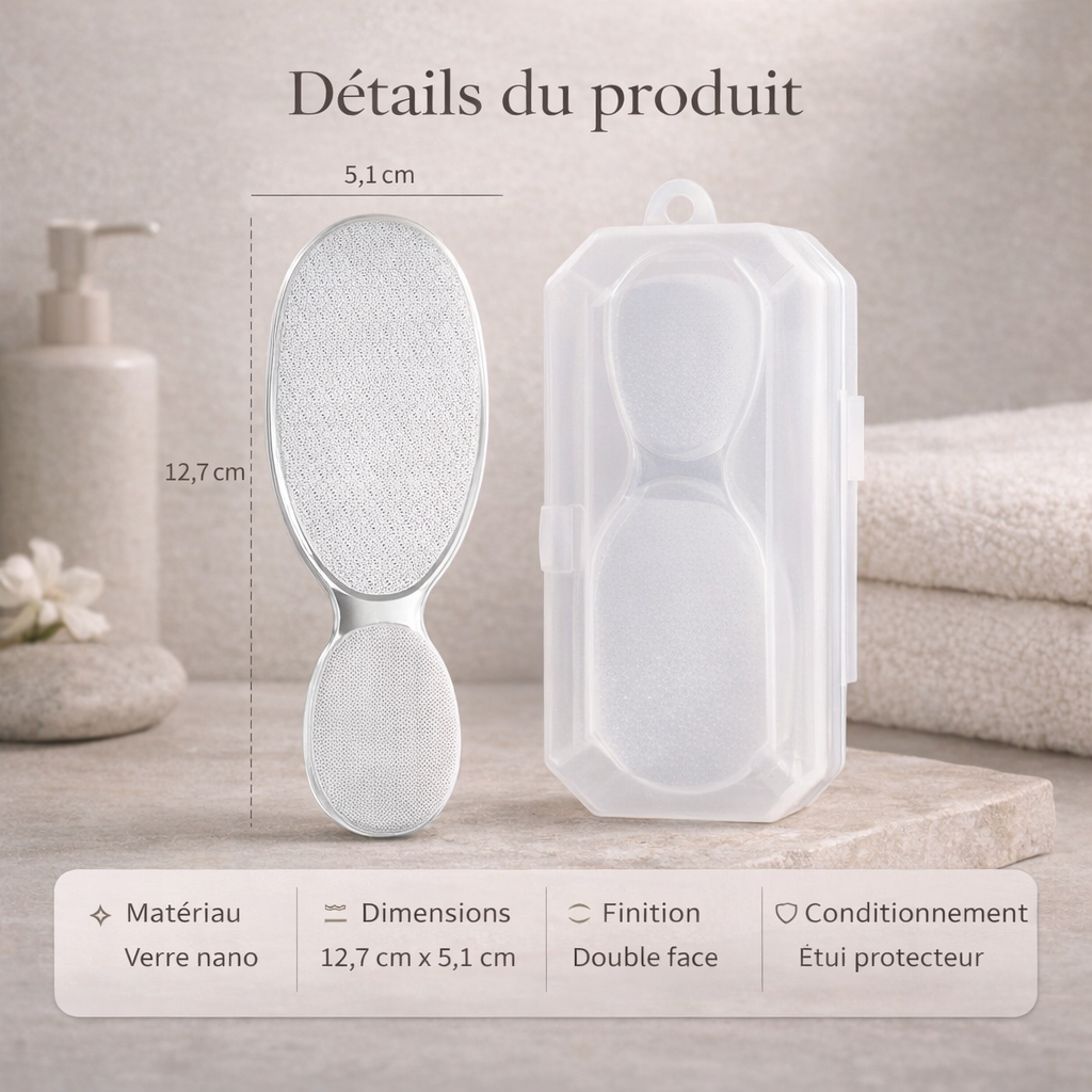 Râpe à Pied en Verre Nano – Lissage Précis & Douceur Instantanée