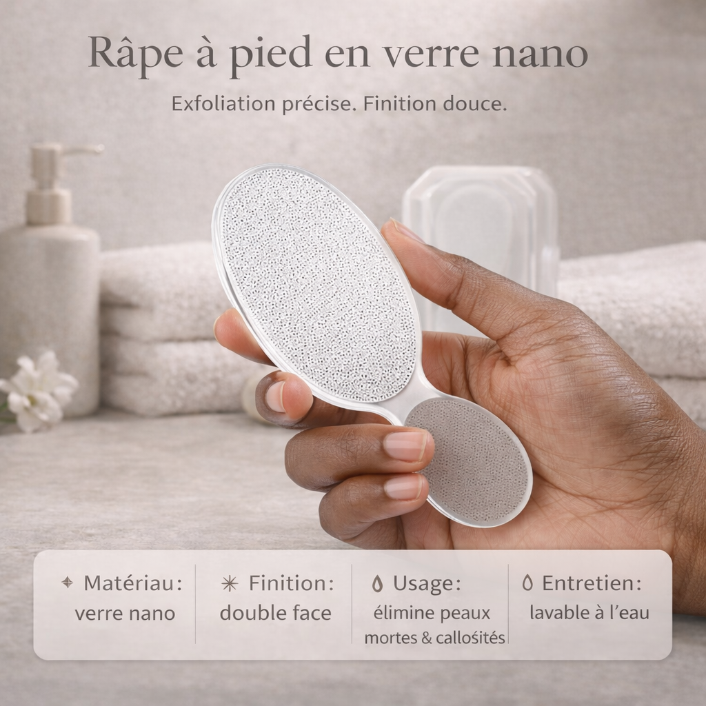 Râpe à Pied en Verre Nano – Lissage Précis & Douceur Instantanée