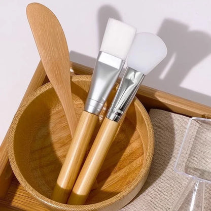 Kit Masque Visage Professionnel en Bambou - Bol, Spatule et Cuillère