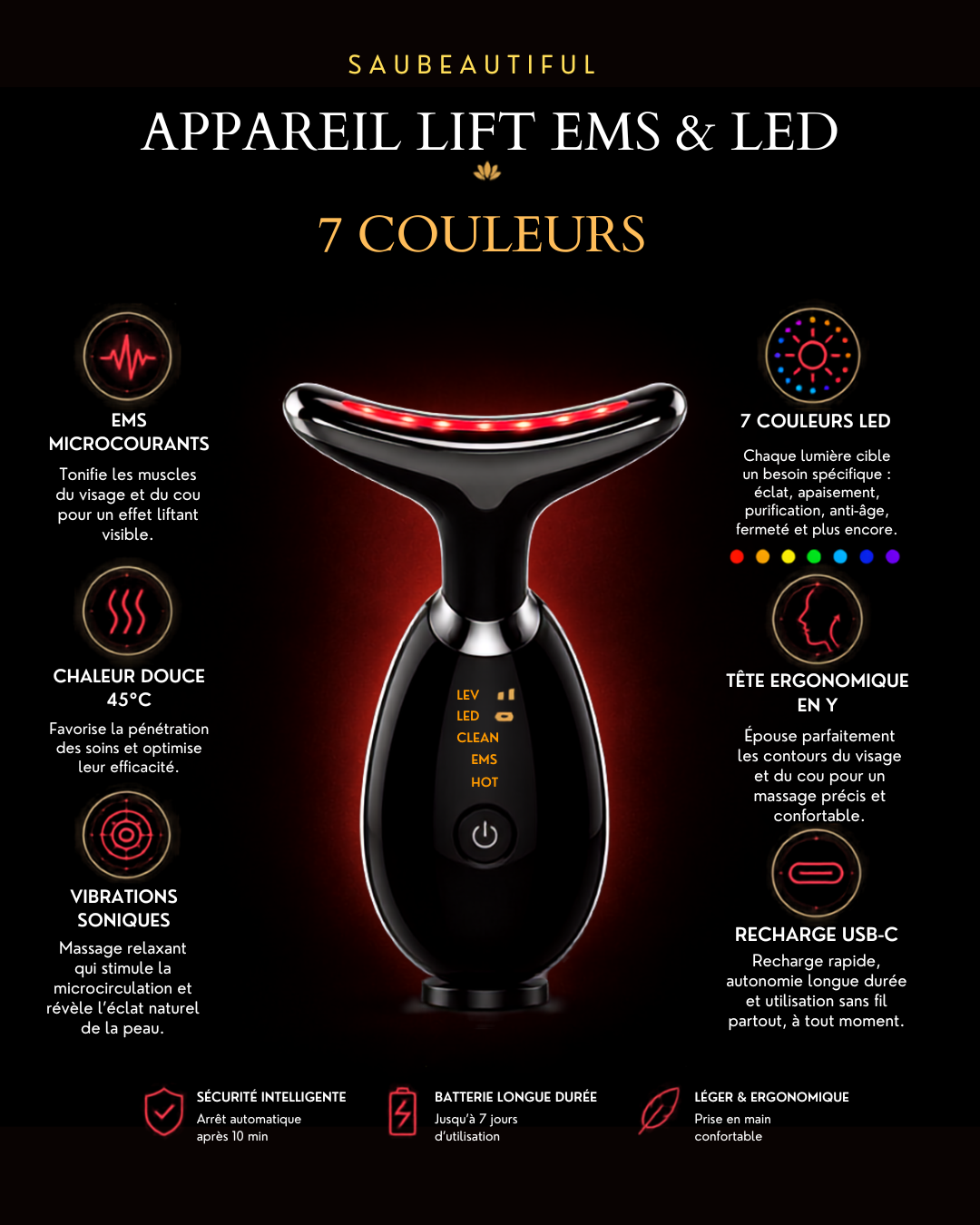 Appareil Lift Visage Infiné – EMS & Photothérapie LED 7 Couleurs
